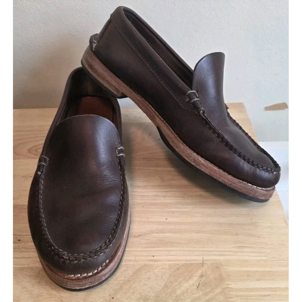 Rancourt & Co 8D Venetian Moccasin Loafer Leather Made in Maine Vibram Sole Brwn